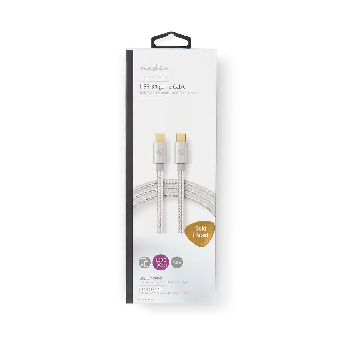 Nedis USB Kabel 3.2 (gen2), 4K@60Hz, USB-C (m) > USB-C (m), 1m, AT