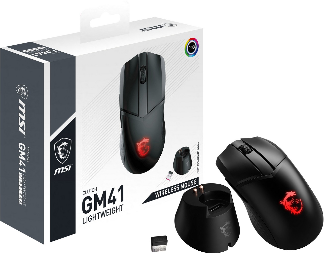 MSI Clutch GM41, Draadloos, Zwart