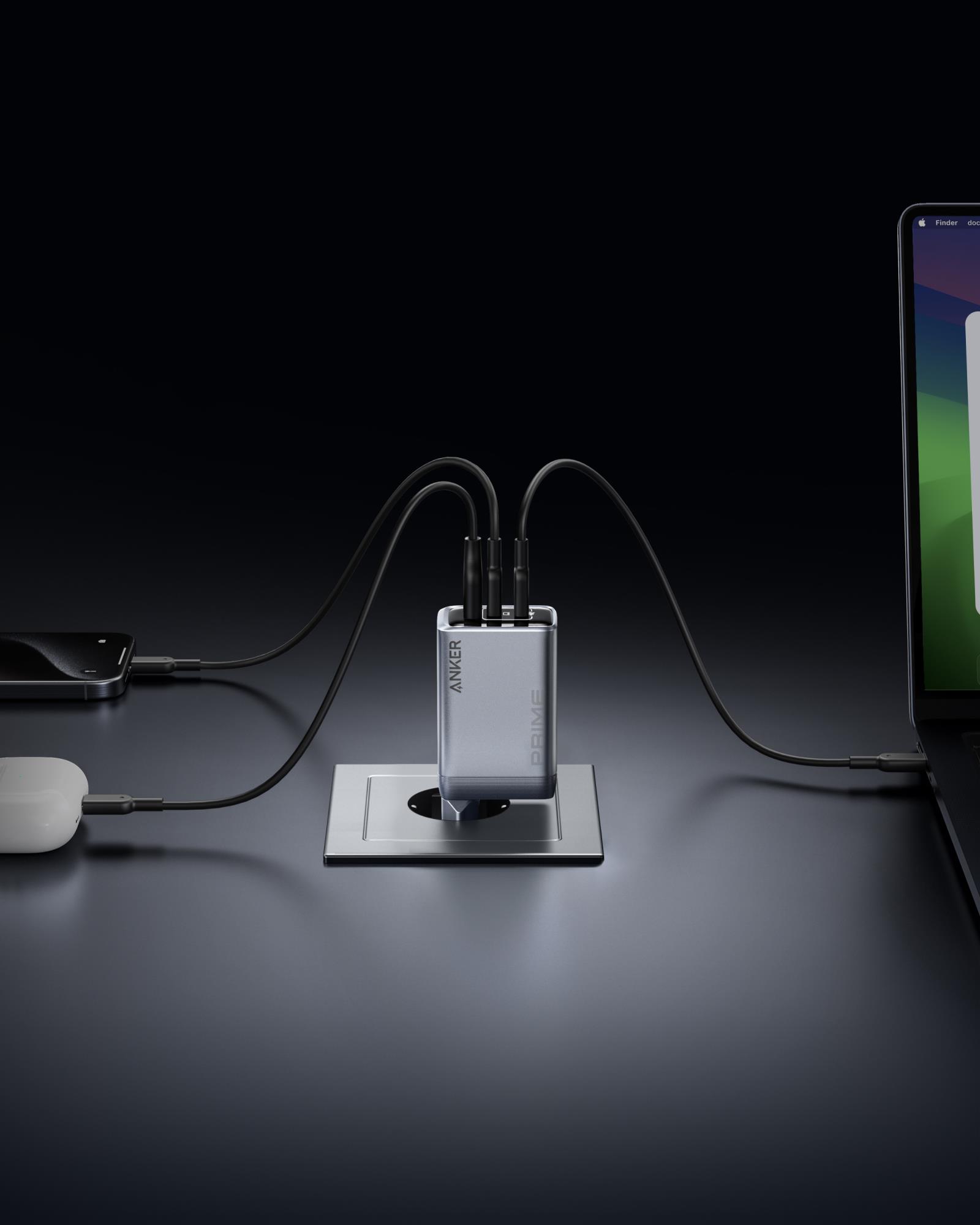 Anker Prime 100W 2C/1A Zilver