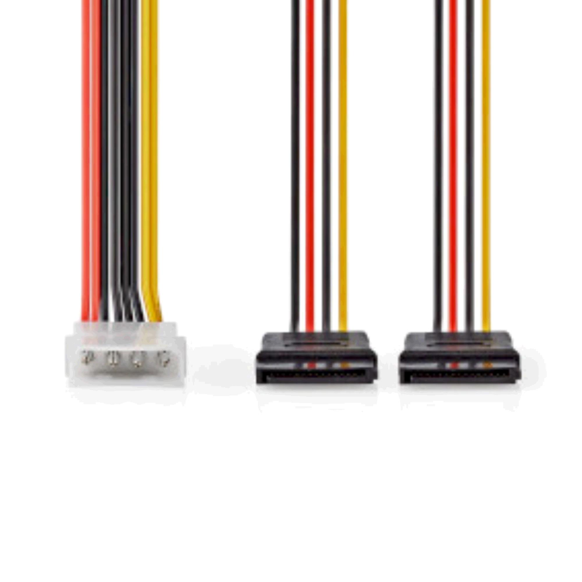 Nedis Adapter | Molex (m) > 2x SATA 15-Pins (f), 0,15m