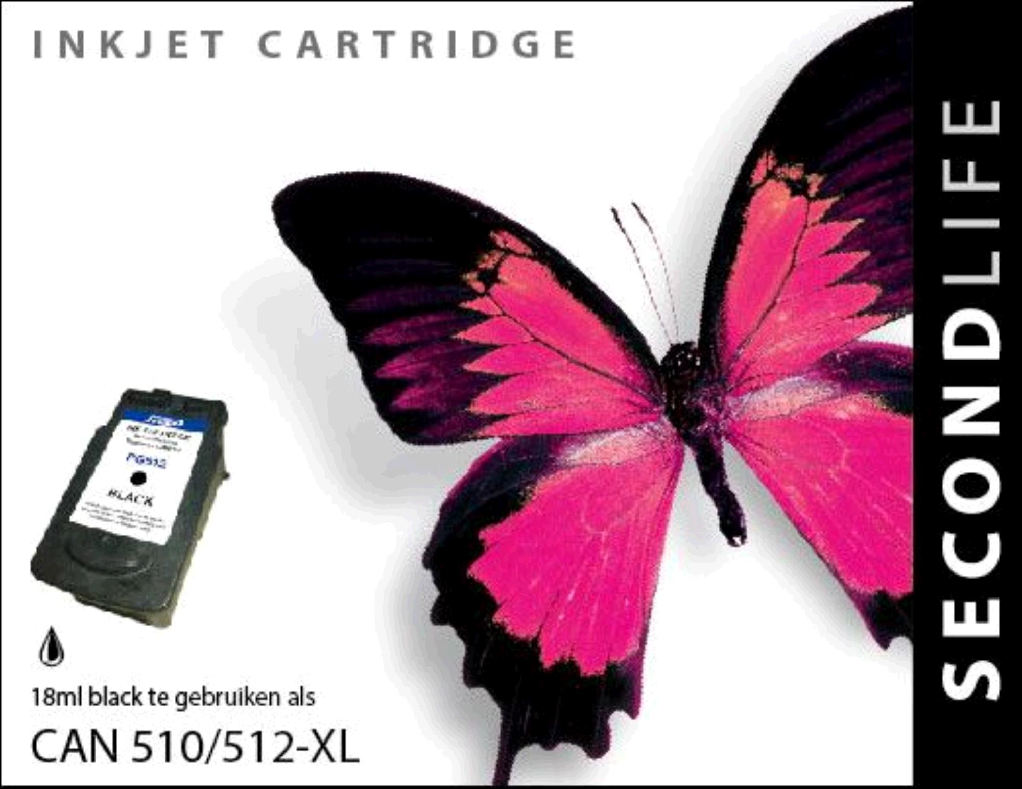 SecondLife inkt voor: Canon PG 510 / 512 Zwart