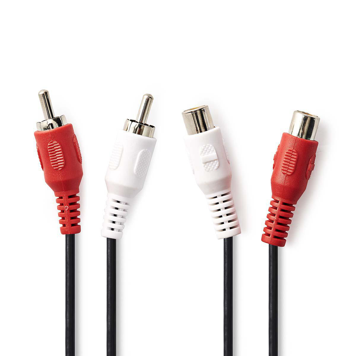 Nedis Stereo Audio kabel, 2x RCA Male - 2x RCA Female, 2m, zwart