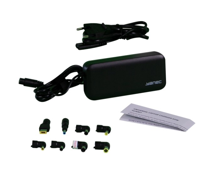 Yanec Universele Laptop AC Adapter 65W met 8 tips, YUA007