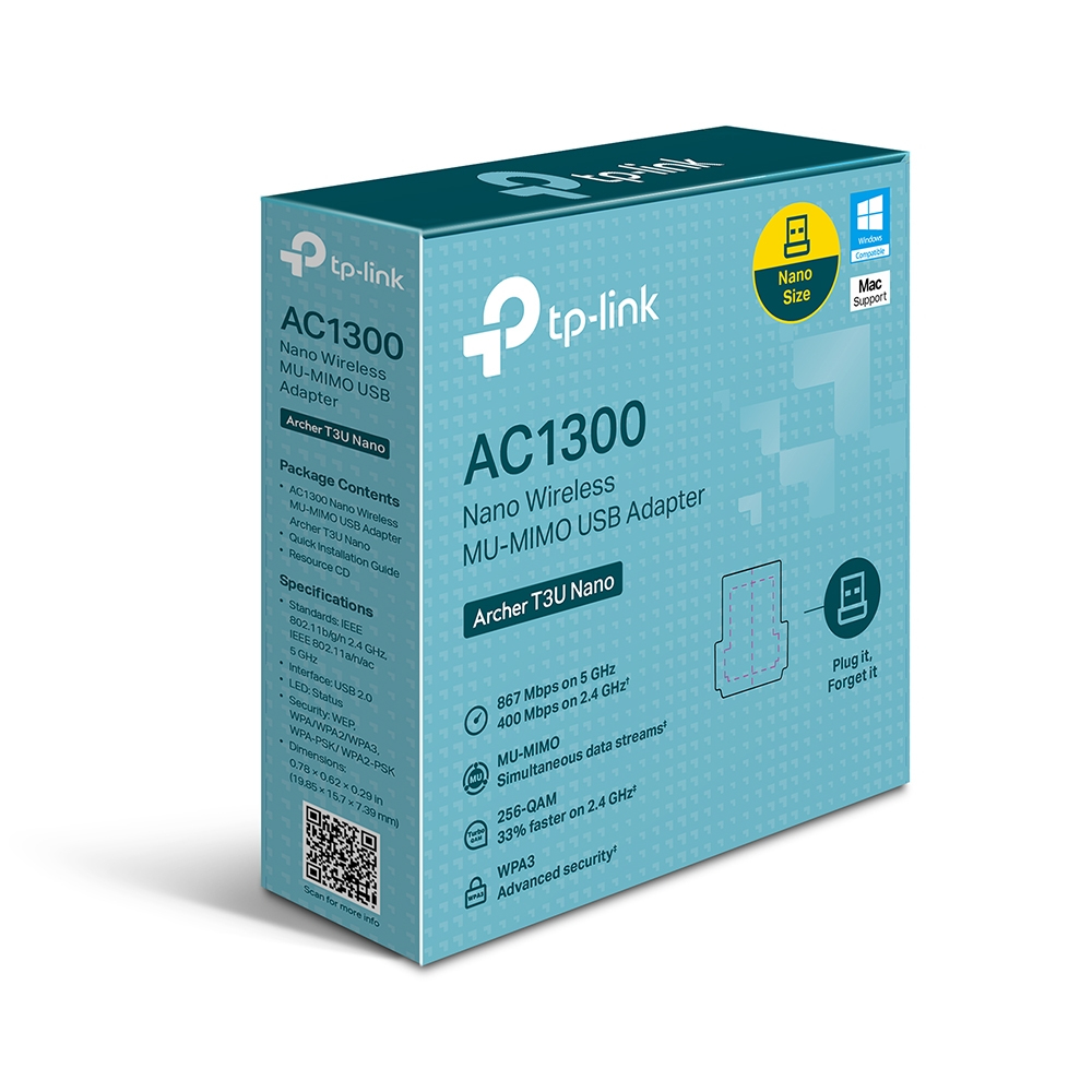 TP-Link Archer T3U AC1300 Nano Draadloze Dual Band WiFi USB Adapter