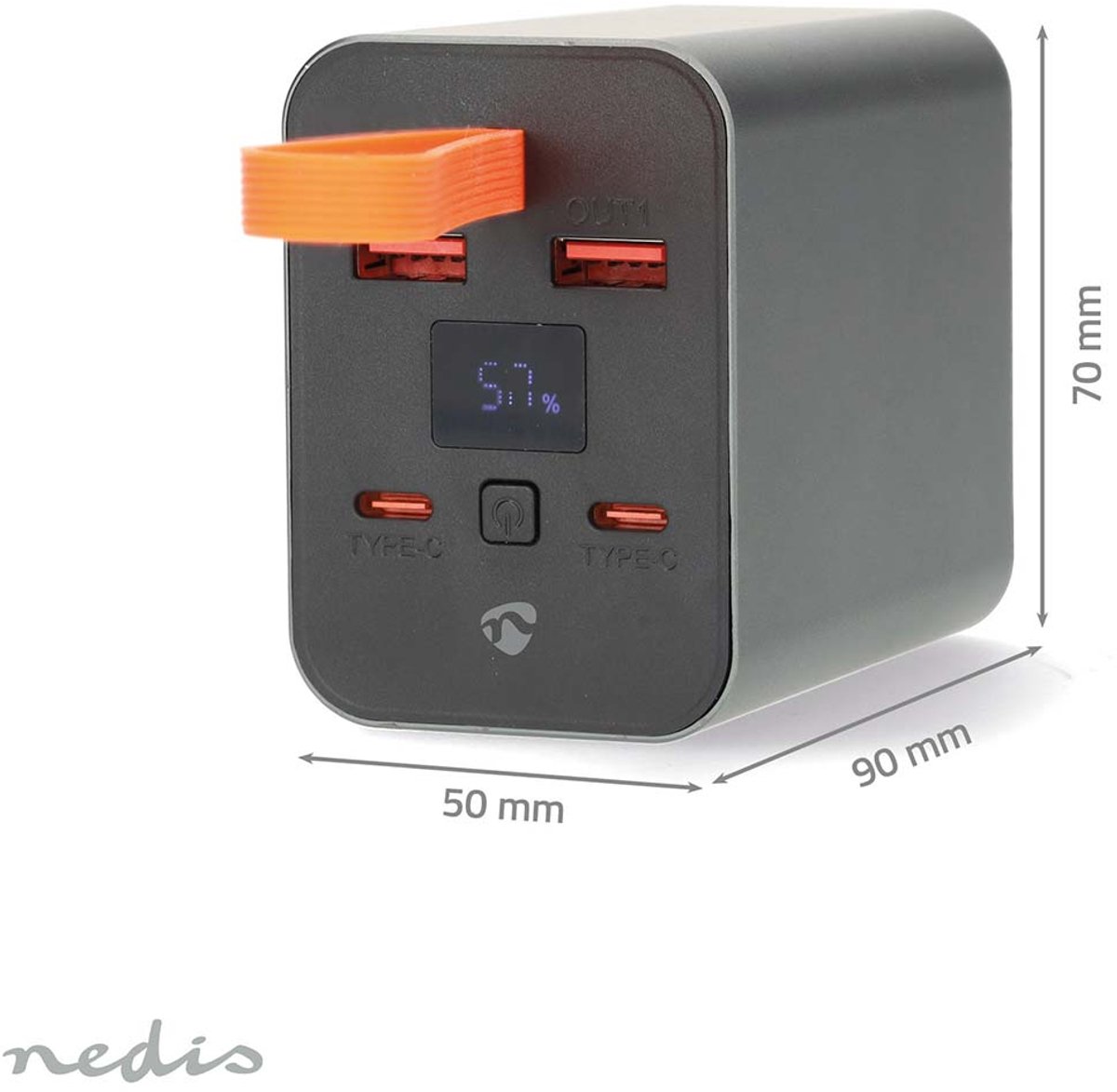 Nedis Powerbank, 30000 mAh, 2x USB-A, 2x USB-C, PD3.0 100W