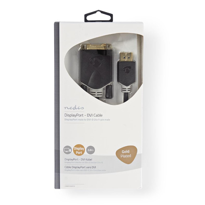 Nedis DisplayPort - DVI kabel, DP Male - DVI-D 24+1-Pin Male, 2m, Highline