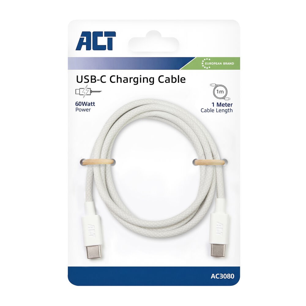 ACT USB-Kabel, USB-C, 60W, 1m, Wit