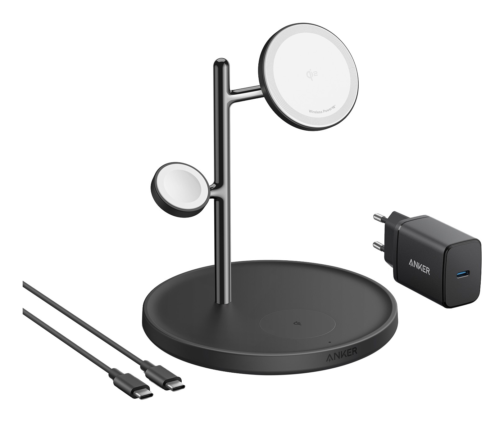Anker 3-in-1 MagGo 15W Draadloos Oplaadstation, Snellader