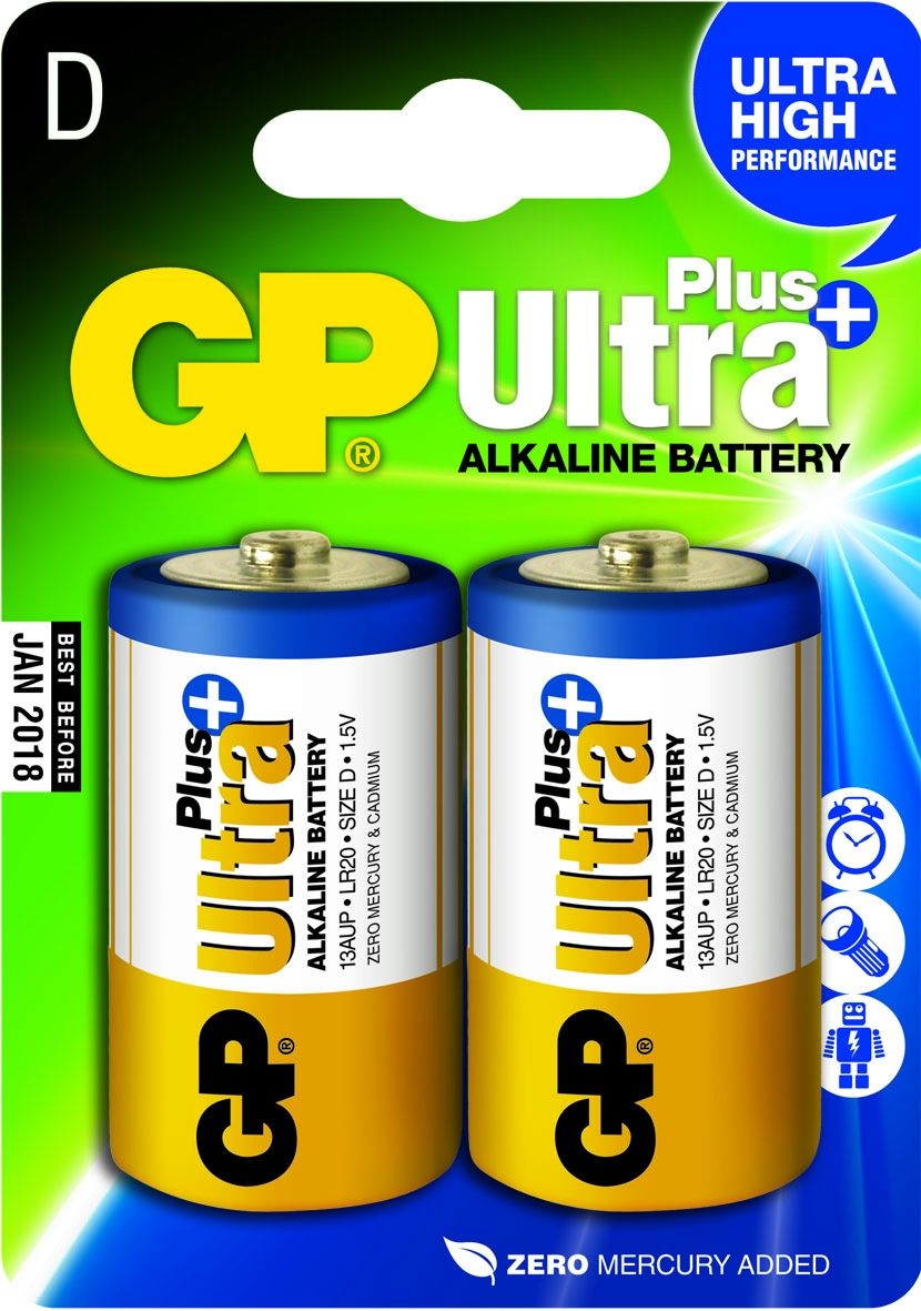  GP Ultra Plus Alkaline D Mono grote staaf. blister 2