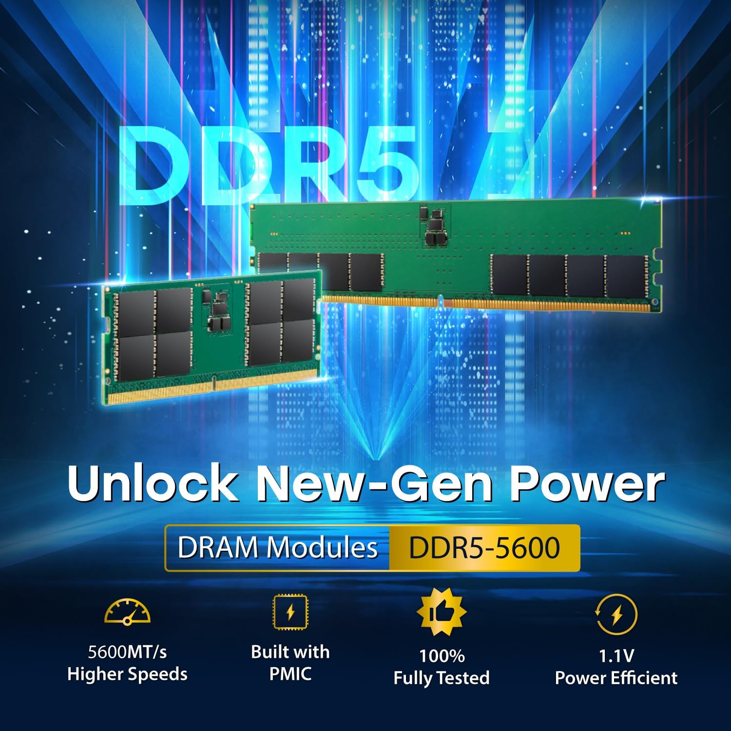 Transcend 16GB DDR5 5600MHz, JM5600ALE-16G JetRam, U-DIMM CL46