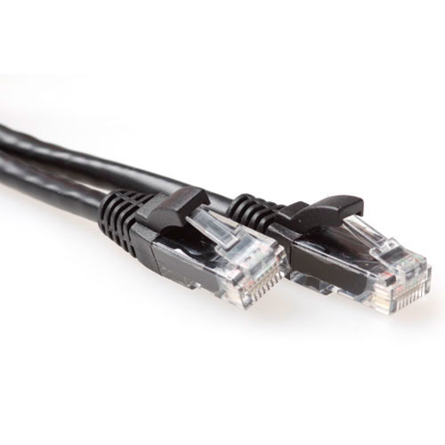 U/UTP CAT6A patchkabel snagless met RJ45 connectoren, Zwart, 0.5m