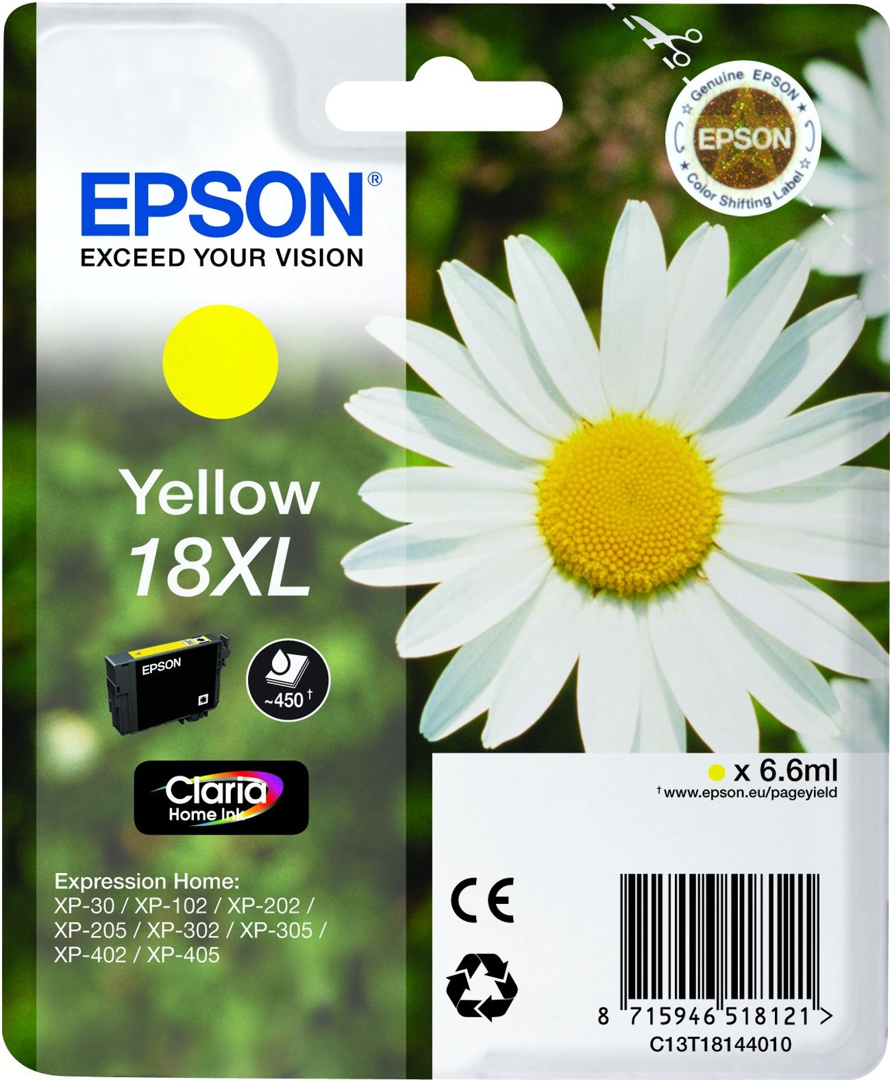 Epson inkt 18XL, T1814, Geel