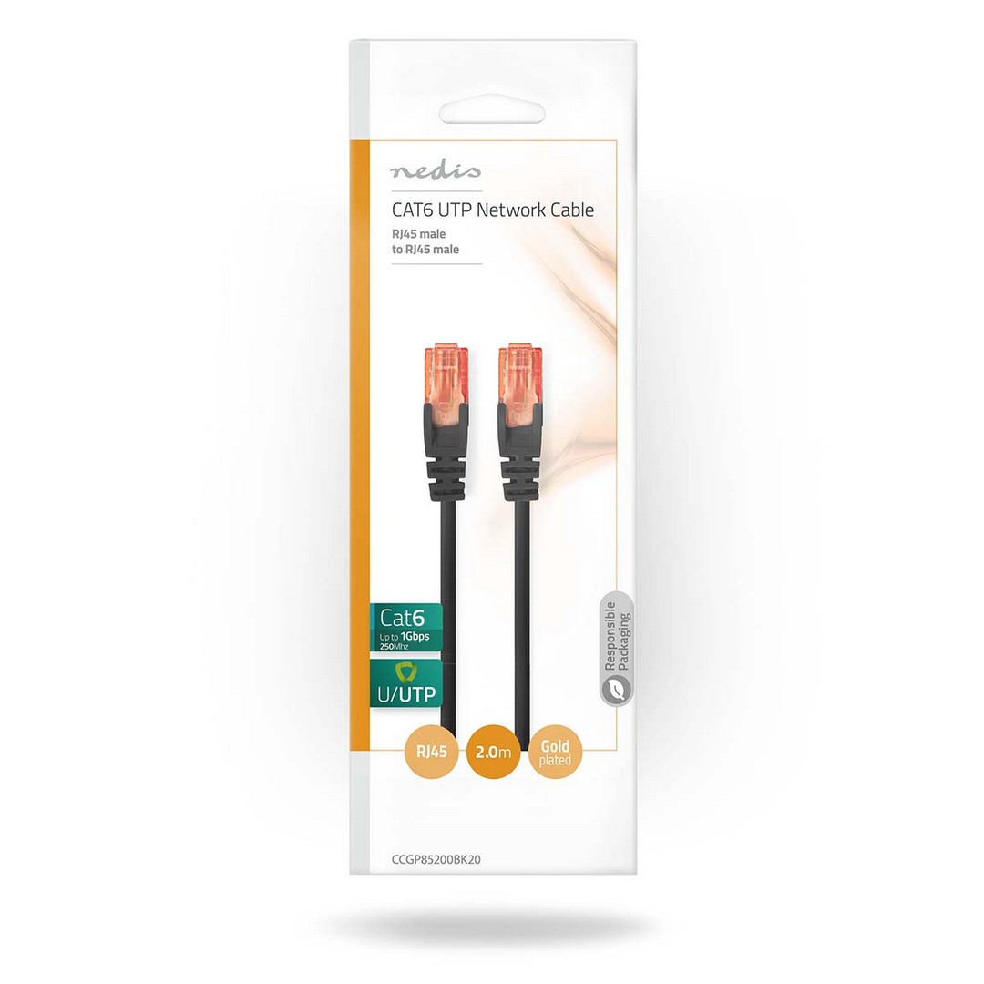 Nedis UTP CAT6 Netwerkkabel RJ45 2m, zwart