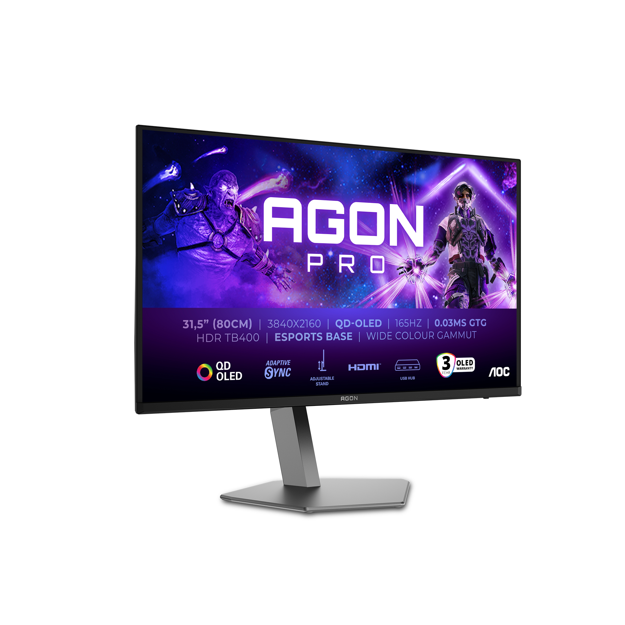 AOC AGON AG326UD 32" OLED UHD, 144Hz, DP, HDMI, USB
