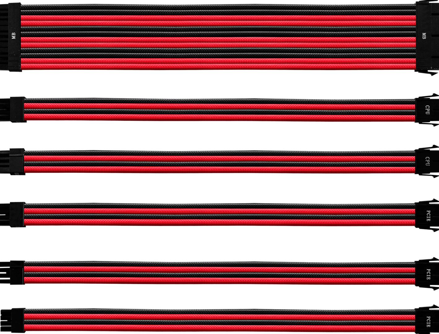 Cooler Master Sleeved Colored Cable Extension Kit, 30 cm, Rood/Zwart