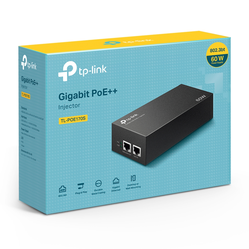 TP-Link TL-POE170S POE+ Injector inclusief adapter, 60W