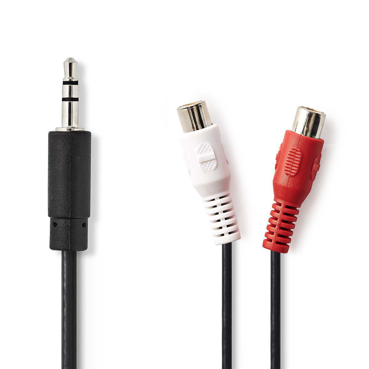 Nedis Stereo Audio kabel, 3.5 mm Male - 2x RCA Female, 0.2 m, zwart