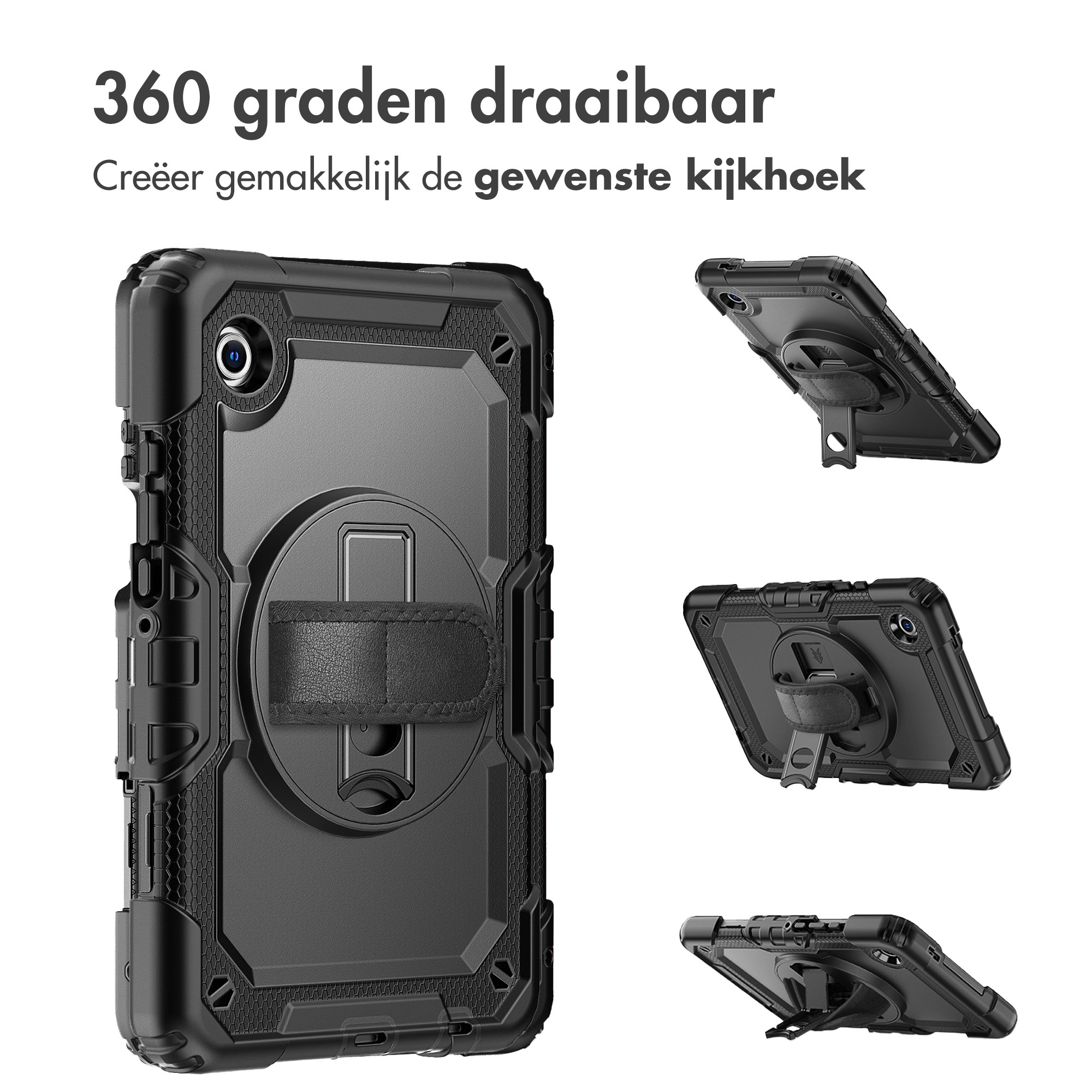 Accezz Rugged Backcover met schouderstrap, Samsung Galaxy Tab A11+, Zwart