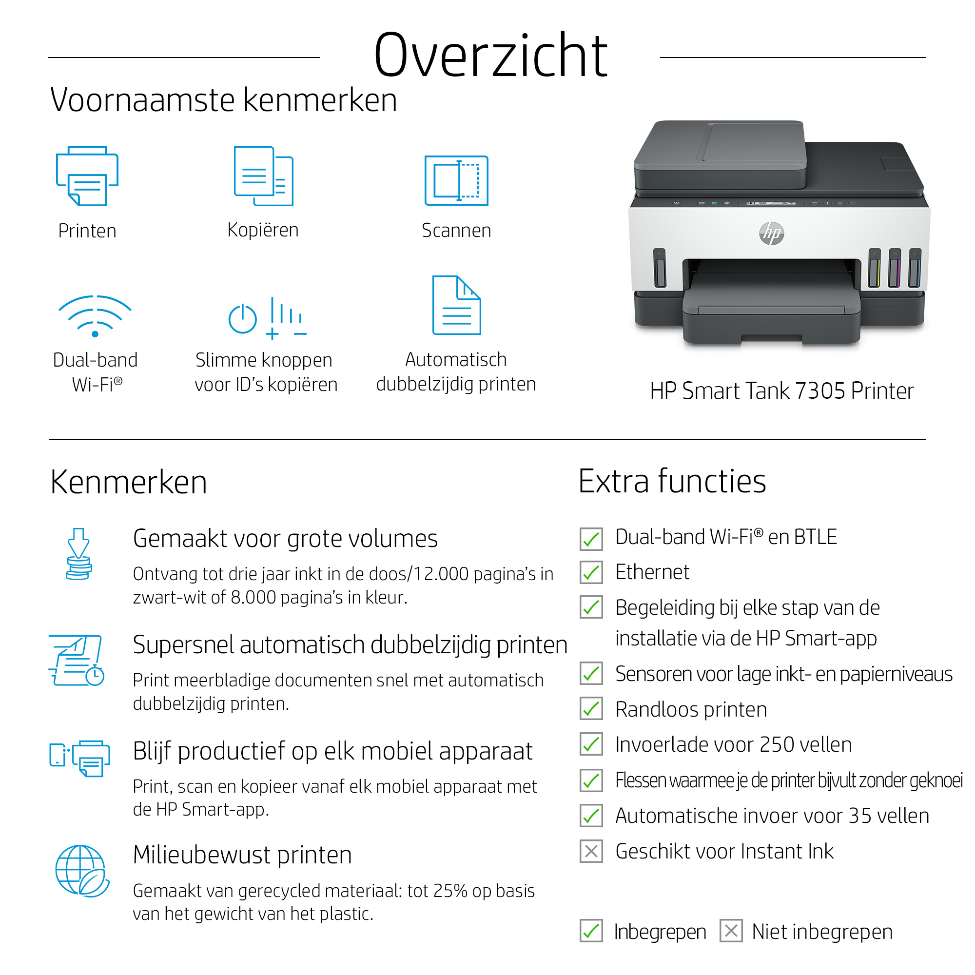 HP Smart Tank 7305 All-in-One Printer - WiFi
