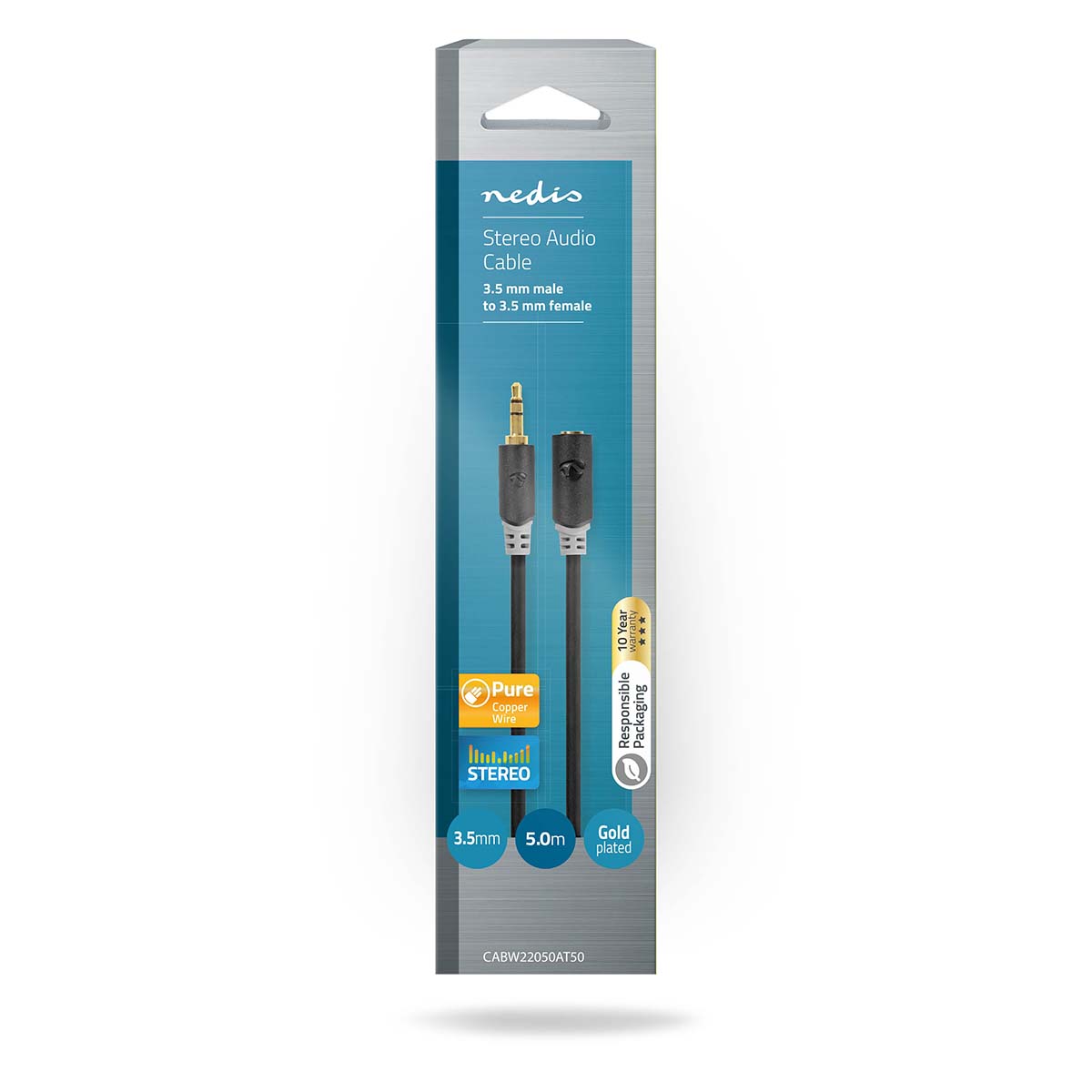 Nedis Stereo Audio kabel, 3.5 mm Male  -  3.5 mm Female, 5m, Highline