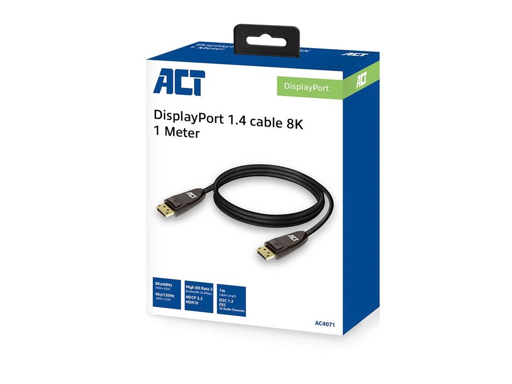 ACT DisplayPort Kabel 1.4 | 2m ACT DisplayPort Kabel 1.4 | 2m