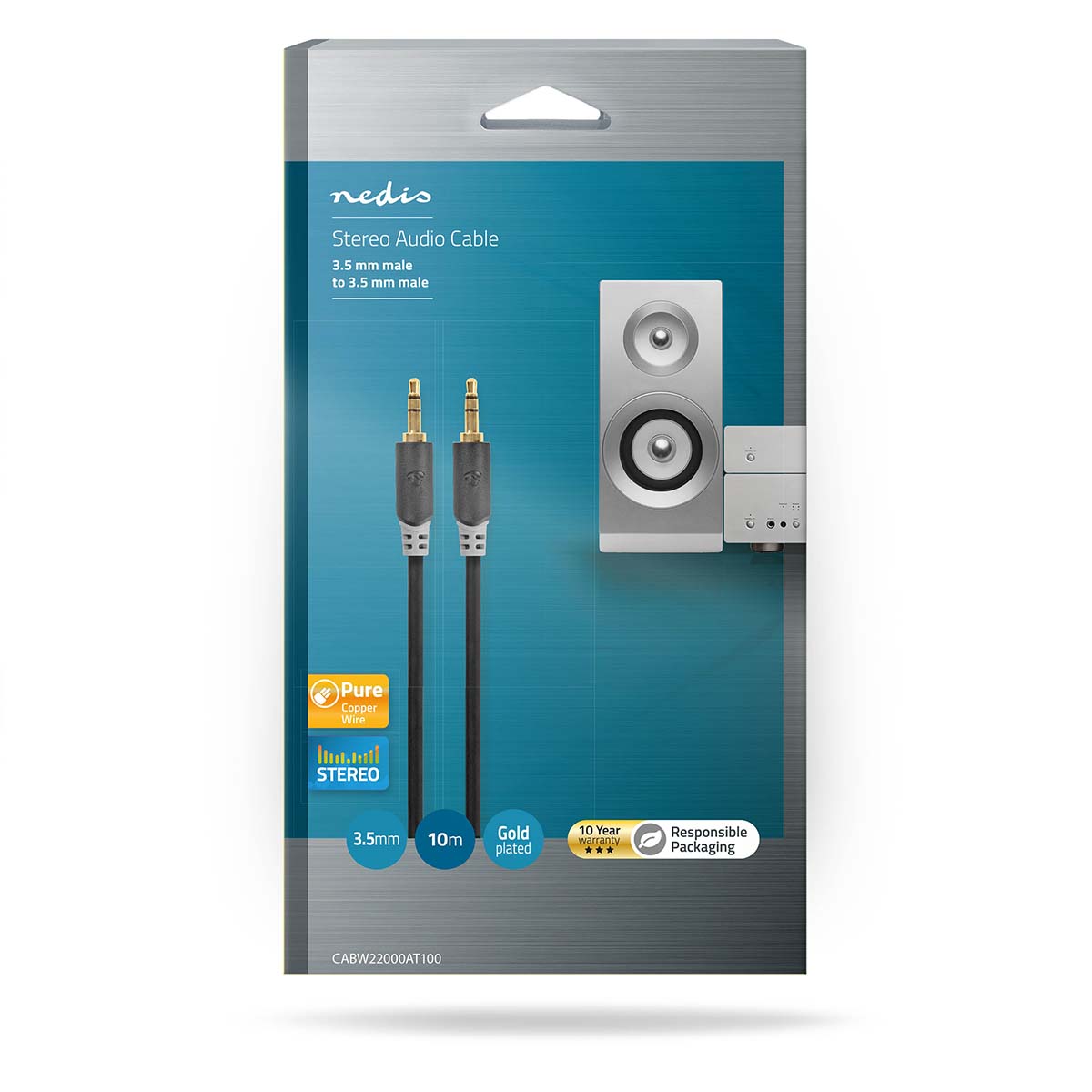 Nedis Stereo Audio kabel, 3.5 mm Male  -  3.5 mm Male, 10m, Highline