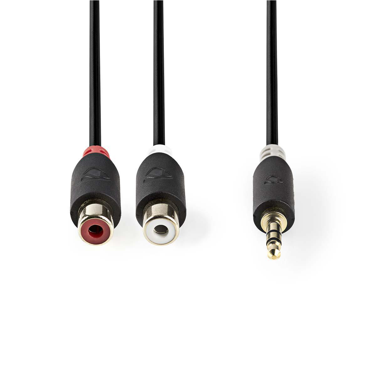 Nedis Stereo Audio kabel, 3.5 mm Male  -  2x RCA Female, 0.2 m, Highline