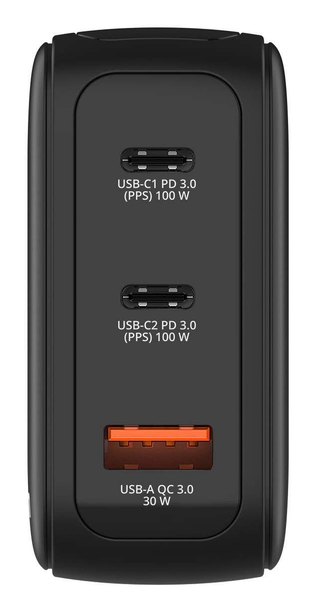 Verbatim Mini GaN Lader met display, 100W, 2x USB-C, 1x USB-A