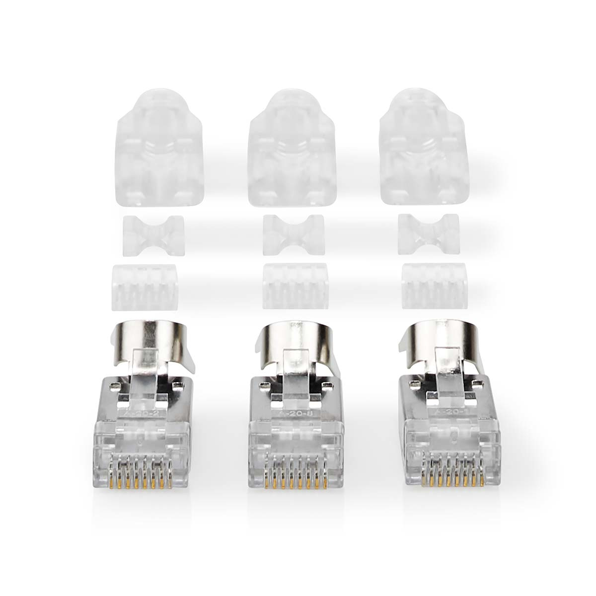 Nedis FTP CAT7 gesnoerde connector met trekontlasting, verguld, 10 st