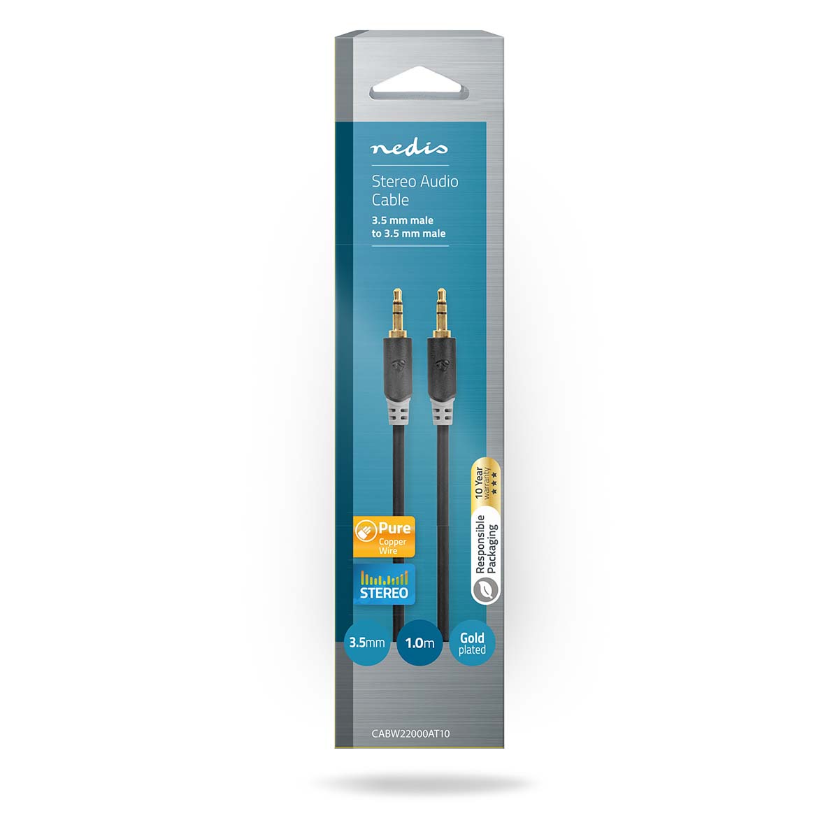 Nedis Stereo Audio kabel, 3.5 mm Male  -  3.5 mm Male, 1m, Highline